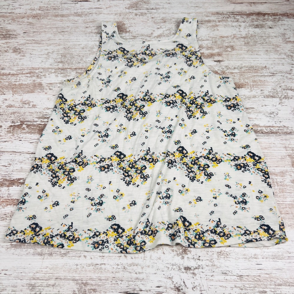 Maurices Women L White Floral Tank Top Scoop Neck Crochet Lace Polyester Rayon